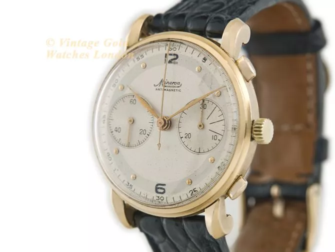 Minerva Chronograph Cal.13-20 CH 18ct c1950 (5)