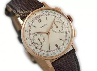 Longines Cal.30CH Flyback Chronograph 18ct Pink Gold 1953 - hover